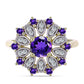 Goldplattierter Silberring mit marokkanischem Amethyst und weißem Topas