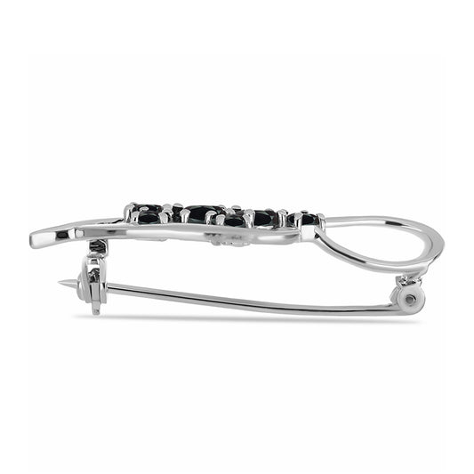 Silberbrosche mit Obsidian