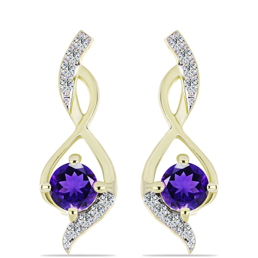 schmuckgarnitur aus Goldplattierte Silber mit marokkanischem Amethyst und weißem Topas