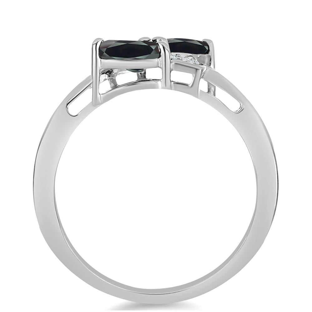 Silberring mit Obsidian und weißem Topas 2 
