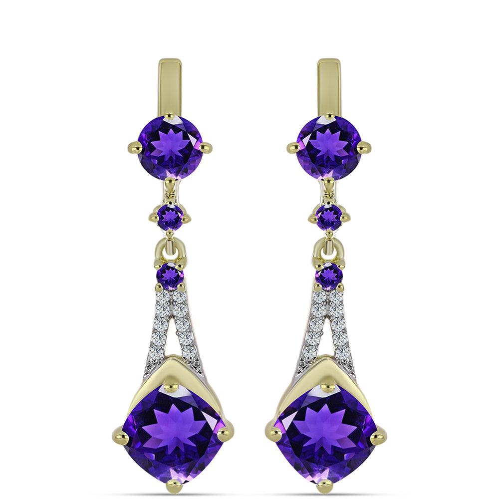Goldplattierte Silberohrringe mit marokkanischem Amethyst und weißem Topas 1 