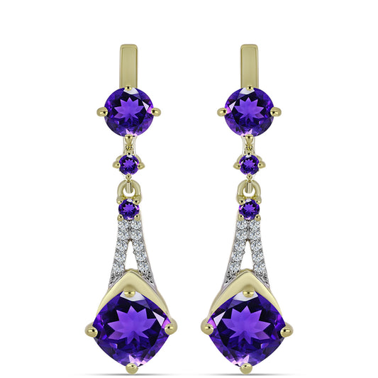 Goldplattierte Silberohrringe mit marokkanischem Amethyst und weißem Topas
