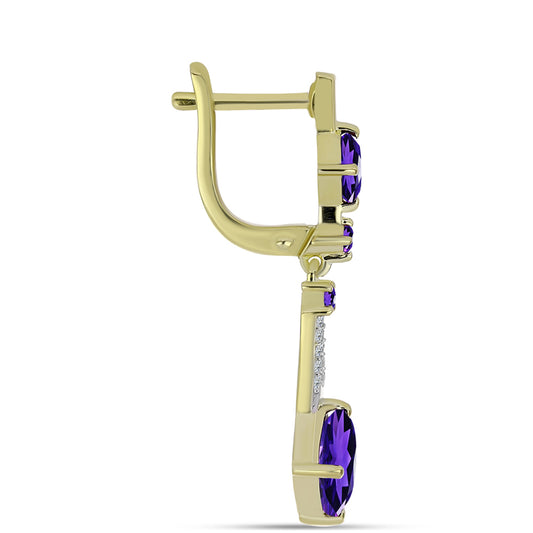 Goldplattierte Silberohrringe mit marokkanischem Amethyst und weißem Topas