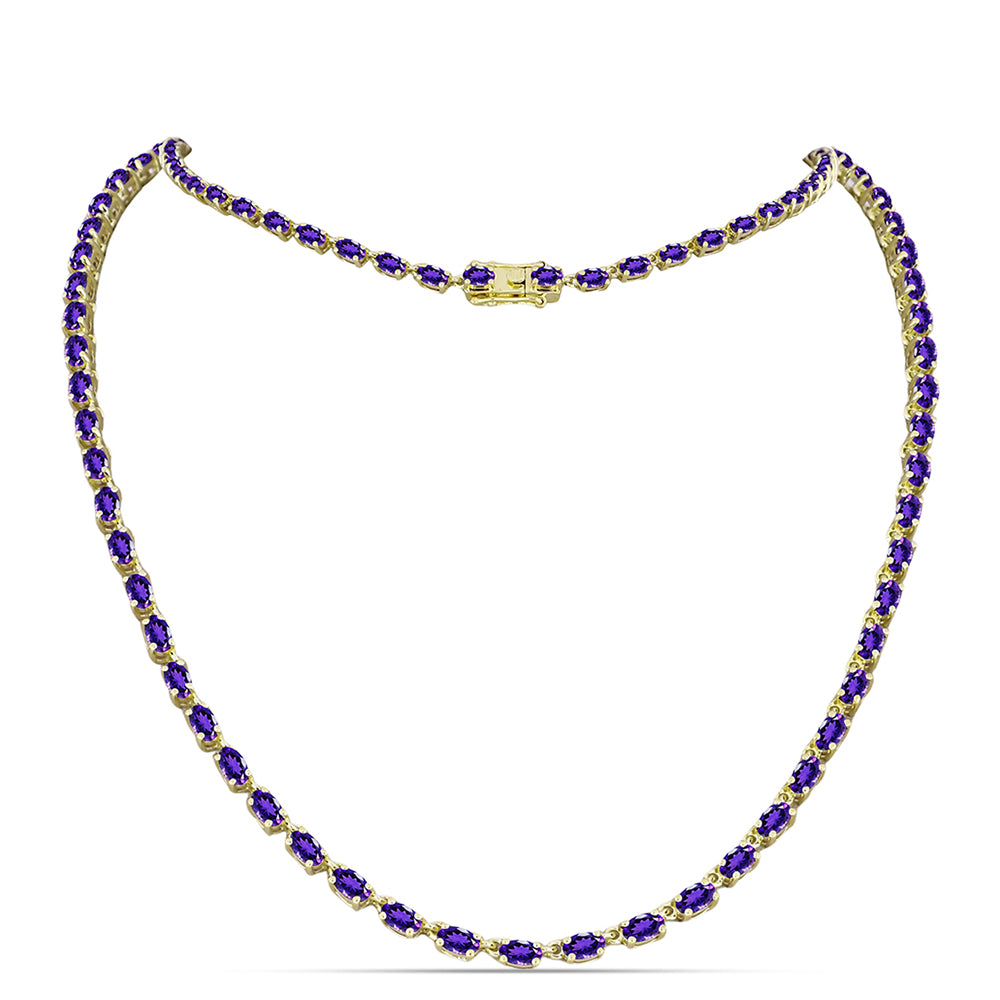 Goldplattierte Silberhalskette mit marokkanischem Amethyst