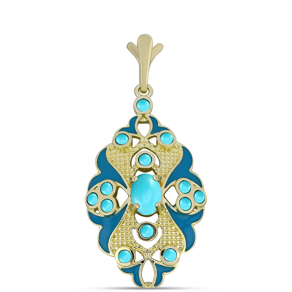 Goldplattierter Silberanhänger mit Dornröschen Türkis