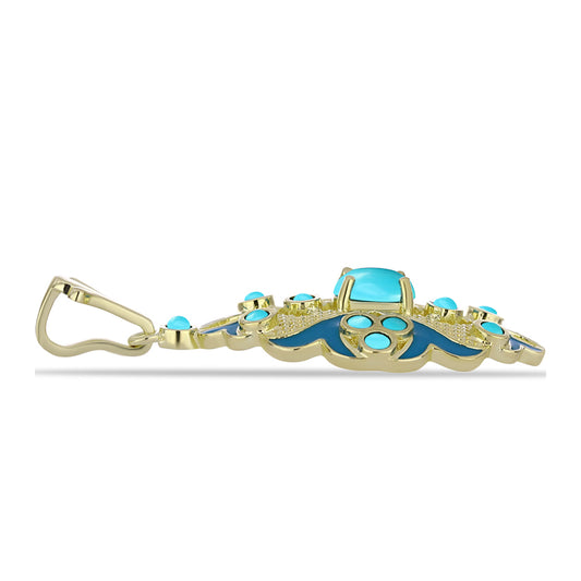 Goldplattierter Silberanhänger mit Dornröschen Türkis