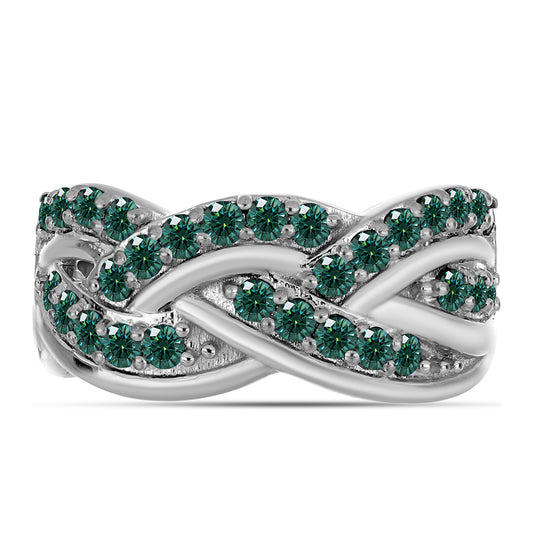 Silberring mit grünlich-meerblauem Moissanit