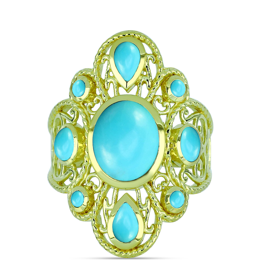 Goldplattierter Silberring mit Dornröschen Türkis 1 