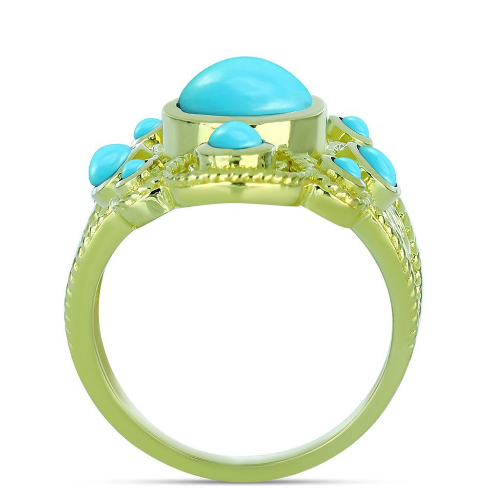 Goldplattierter Silberring mit Dornröschen Türkis 2 