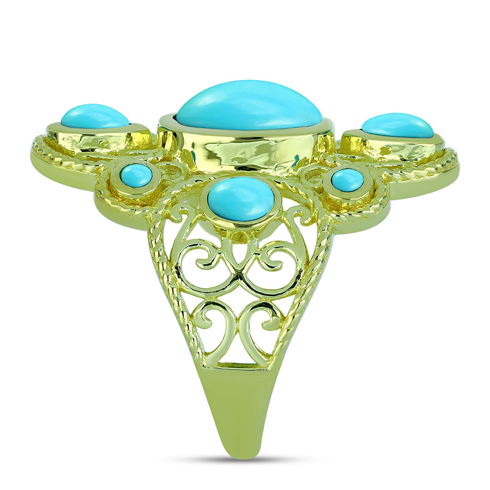 Goldplattierter Silberring mit Dornröschen Türkis