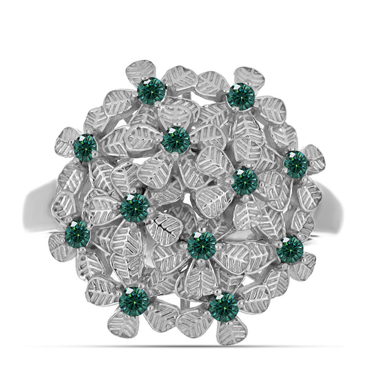 Silberring mit grünlich-meerblauem Moissanit