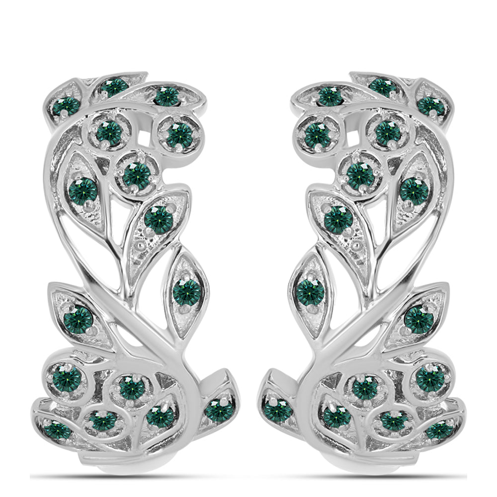 Silberohrringe mit grünlich-meerblauem Moissanit