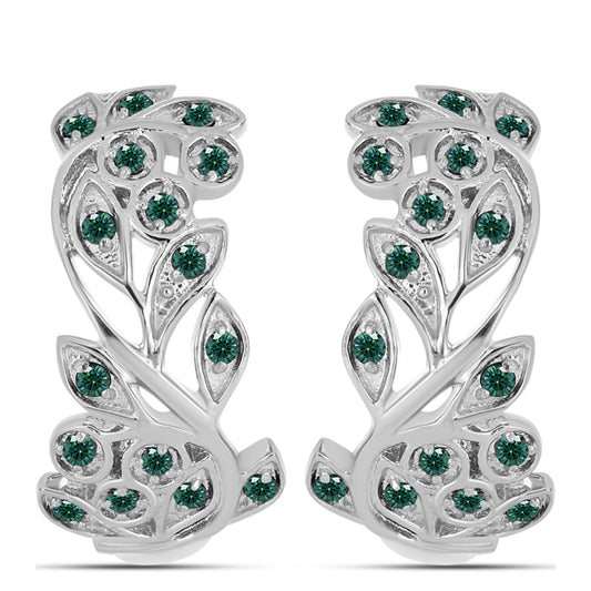 Silberohrringe mit grünlich-meerblauem Moissanit