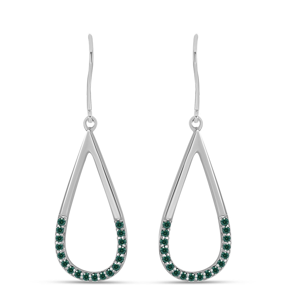 Silberohrringe mit grünlich-meerblauem Moissanit 1 