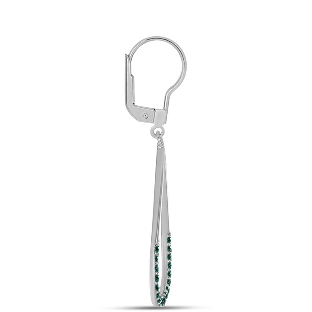 Silberohrringe mit grünlich-meerblauem Moissanit 2 