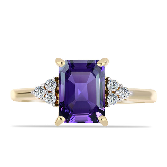 Goldplattierter Silberring mit marokkanischem Amethyst und weißem Topas