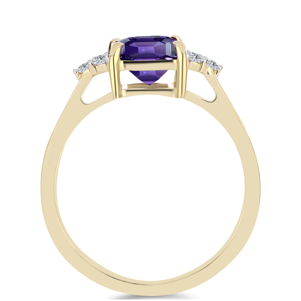 Goldplattierter Silberring mit marokkanischem Amethyst und weißem Topas 2 