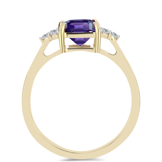 Goldplattierter Silberring mit marokkanischem Amethyst und weißem Topas