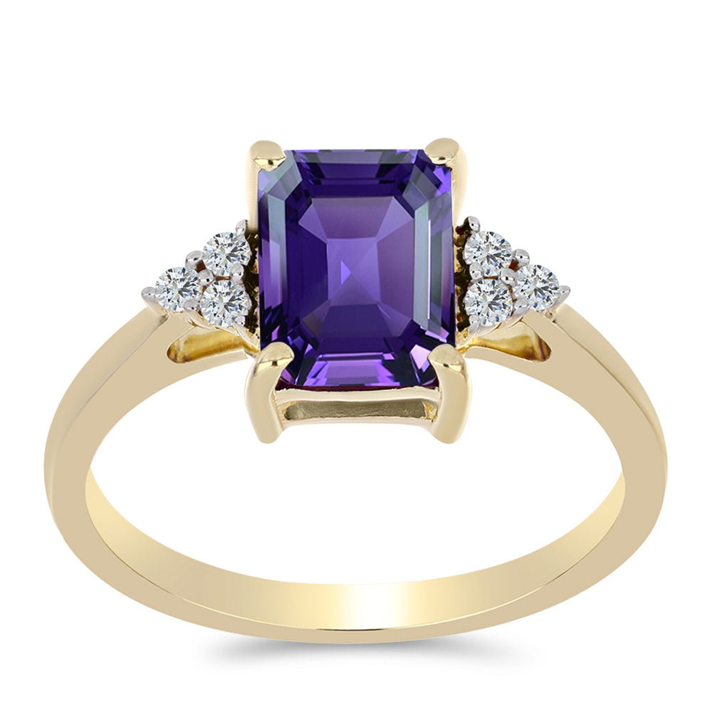 Goldplattierter Silberring mit marokkanischem Amethyst und weißem Topas 3 