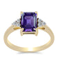 Goldplattierter Silberring mit marokkanischem Amethyst und weißem Topas