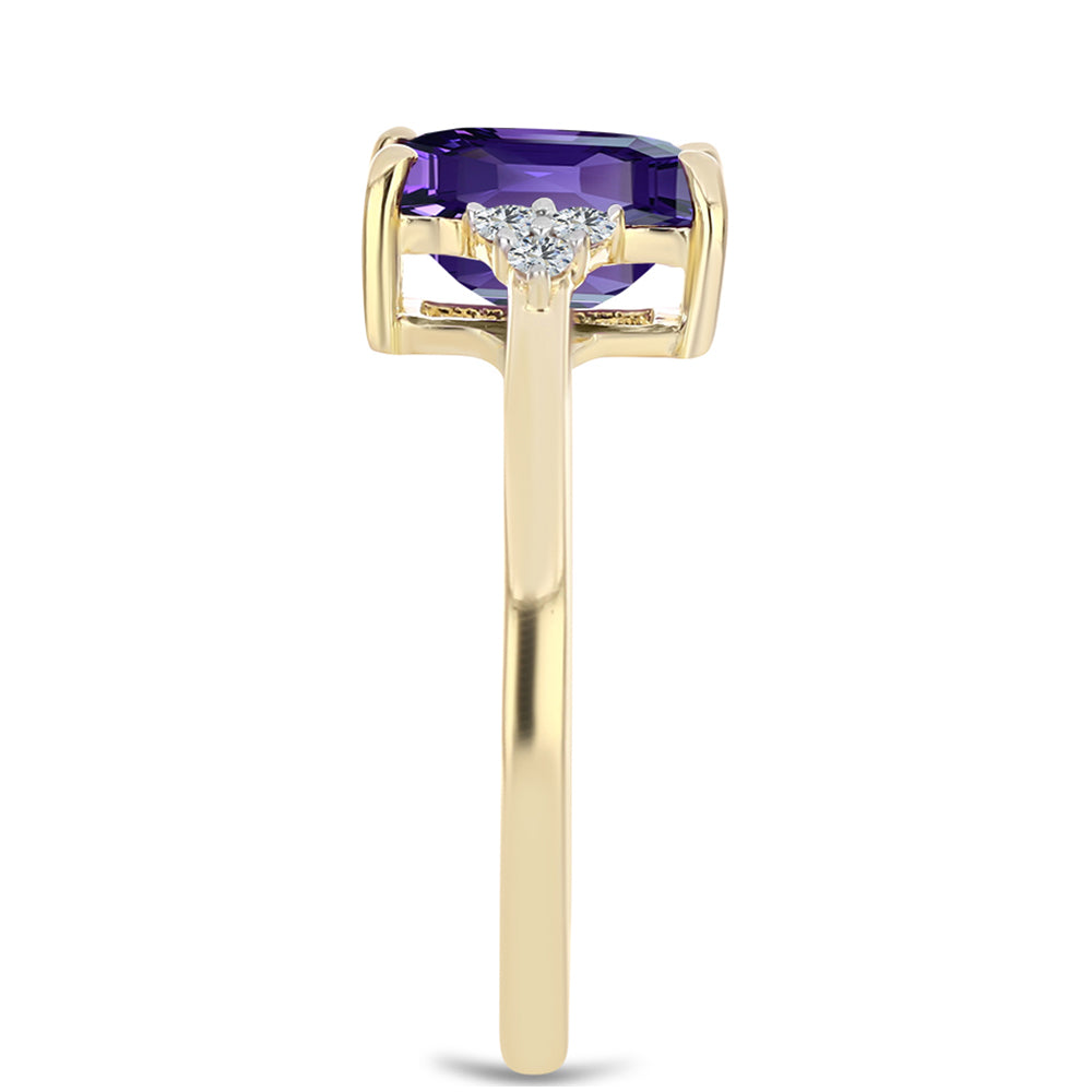 Goldplattierter Silberring mit marokkanischem Amethyst und weißem Topas