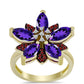 Goldplattierter Silberring mit marokkanischem Amethyst und Barton Granat