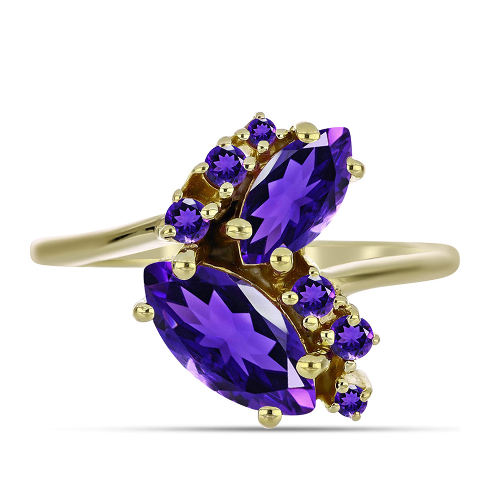 Goldplattierter Silberring mit marokkanischem Amethyst