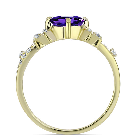 Goldplattierter Silberring mit marokkanischem Amethyst und weißem Topas