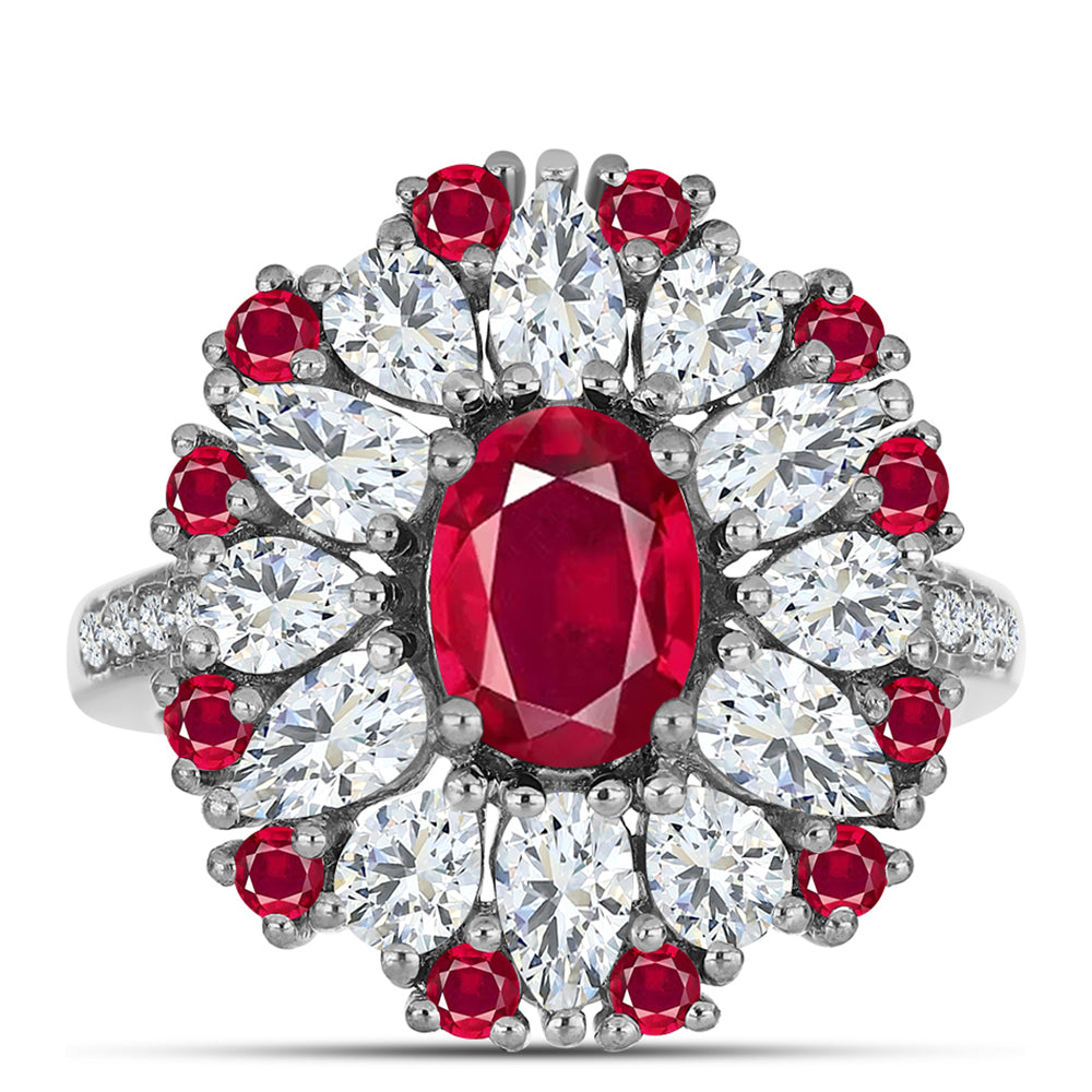 Silberring mit Rubin aus Madagaskar und weißem Topas