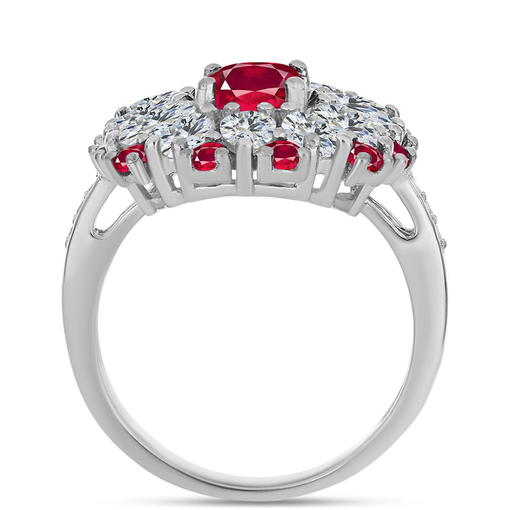 Silberring mit Rubin aus Madagaskar und weißem Topas