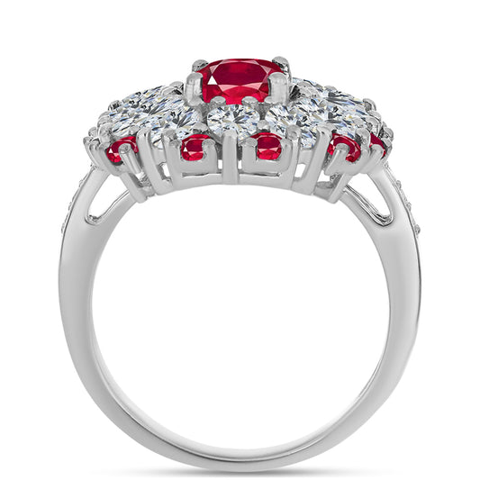 Silberring mit Rubin aus Madagaskar und weißem Topas