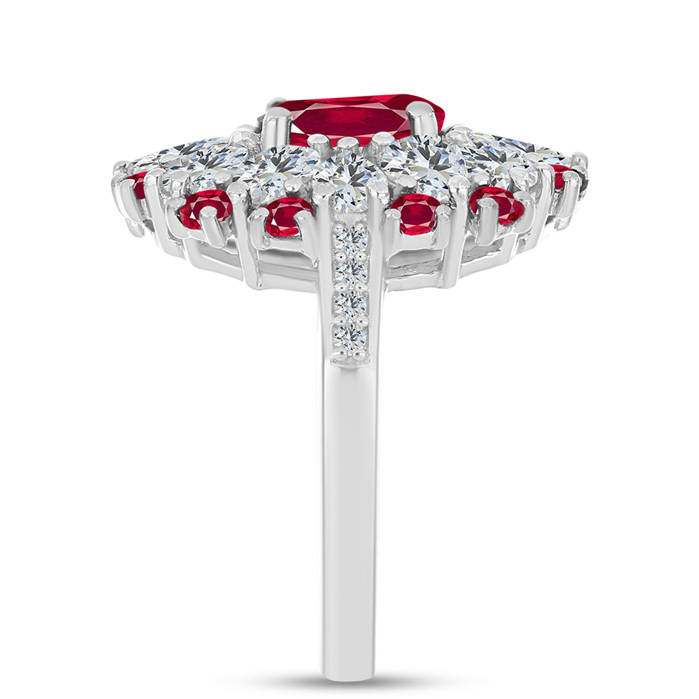 Silberring mit Rubin aus Madagaskar und weißem Topas