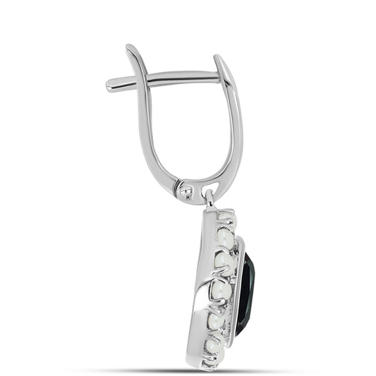 Silberohrringe mit Obsidian und weißer Süßwasserperle