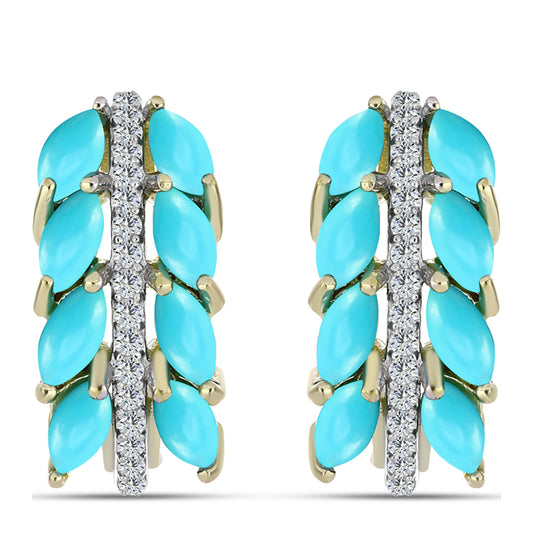 Goldplattierte Silberohrringe mit Dornröschen Türkis und weißem Topas