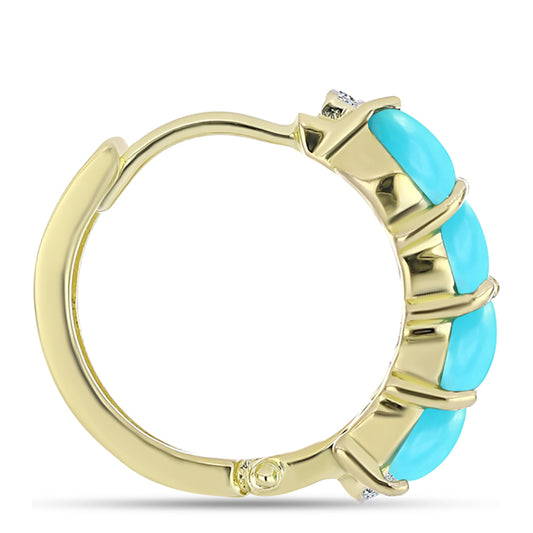 Goldplattierte Silberohrringe mit Dornröschen Türkis und weißem Topas