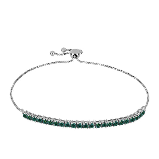Silberarmband mit grünlich-meerblauem Moissanit