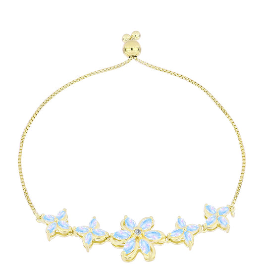 Goldplattiertes Silberarmband mit Regenbogenmondstein