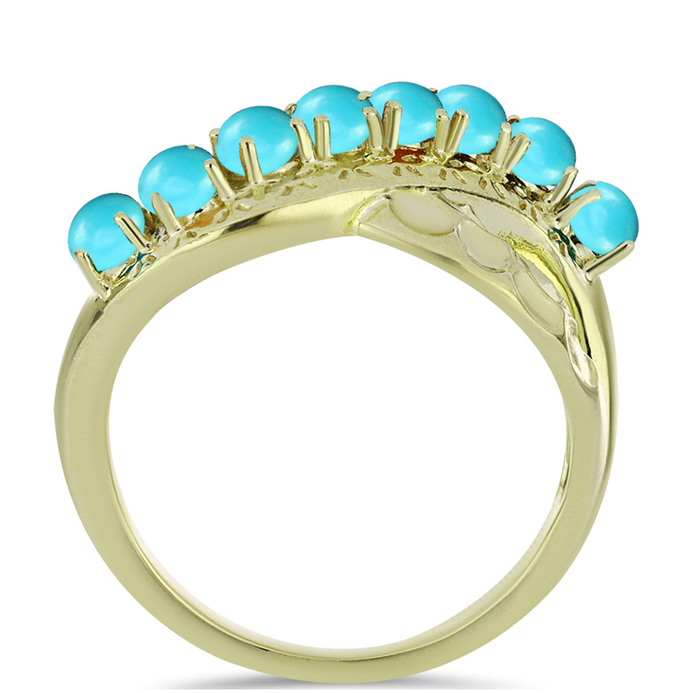 Goldplattierter Silberring mit Dornröschen Türkis
