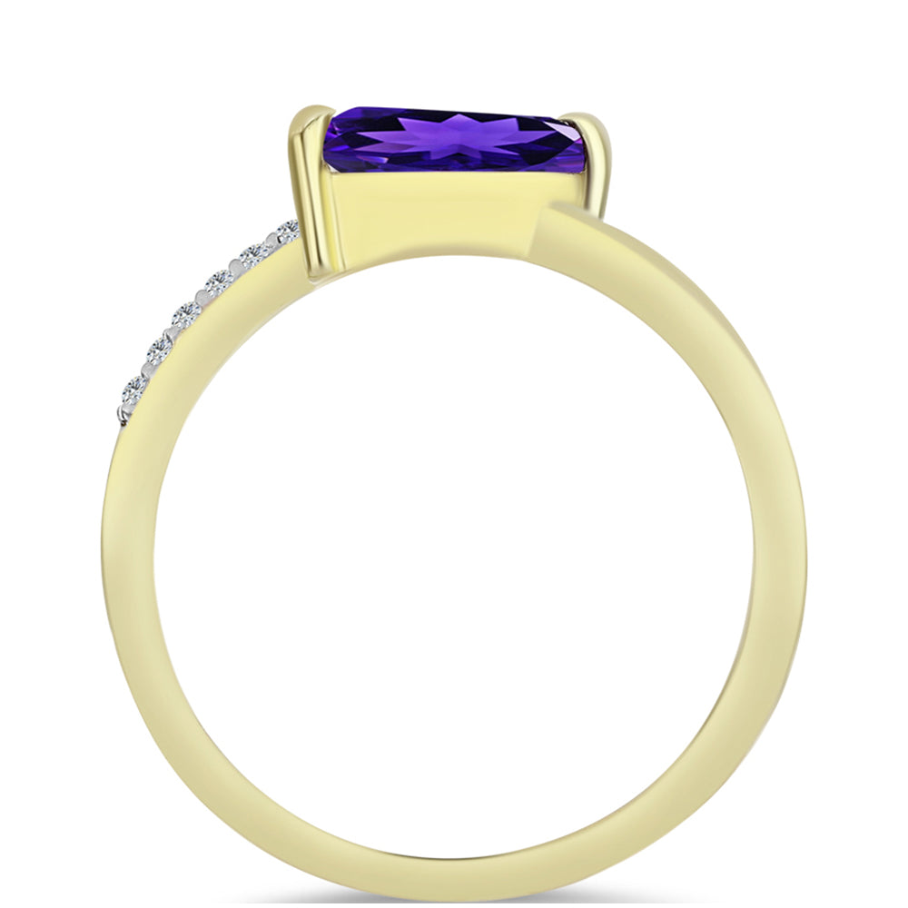 Goldplattierter Silberring mit marokkanischem Amethyst und weißem Topas 2 