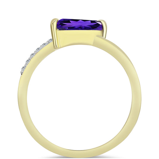 Goldplattierter Silberring mit marokkanischem Amethyst und weißem Topas