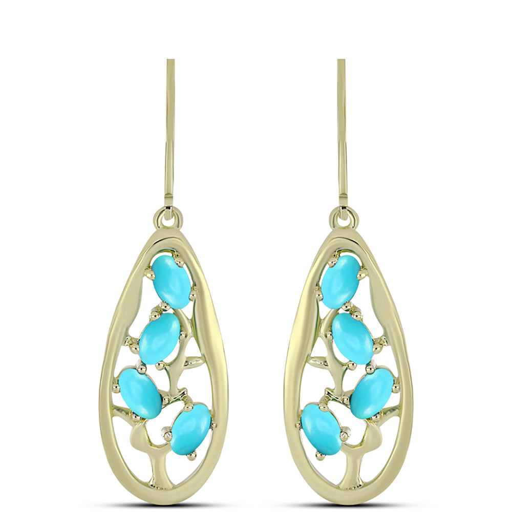 Goldplattierte Silberohrringe mit Dornröschen Türkis