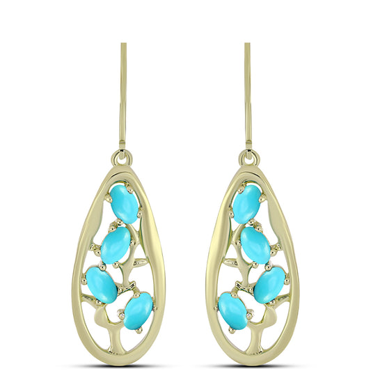 Goldplattierte Silberohrringe mit Dornröschen Türkis