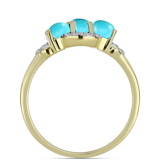 Goldplattierter Silberring mit Dornröschen Türkis und weißem Topas