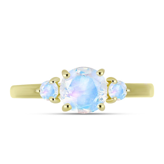 Goldplattierter Silberring mit Regenbogenmondstein