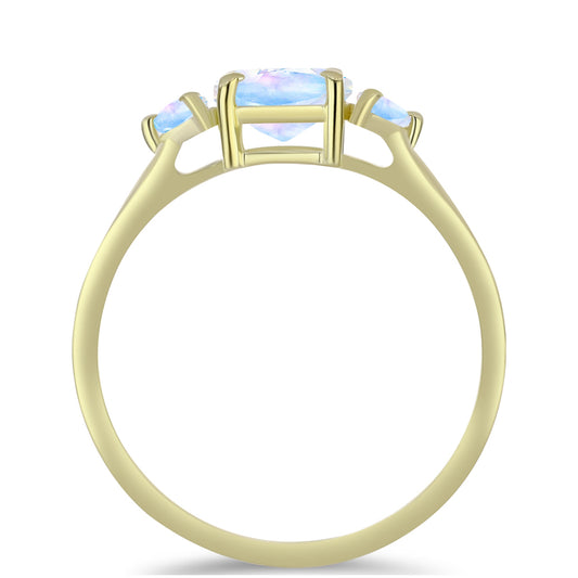 Goldplattierter Silberring mit Regenbogenmondstein