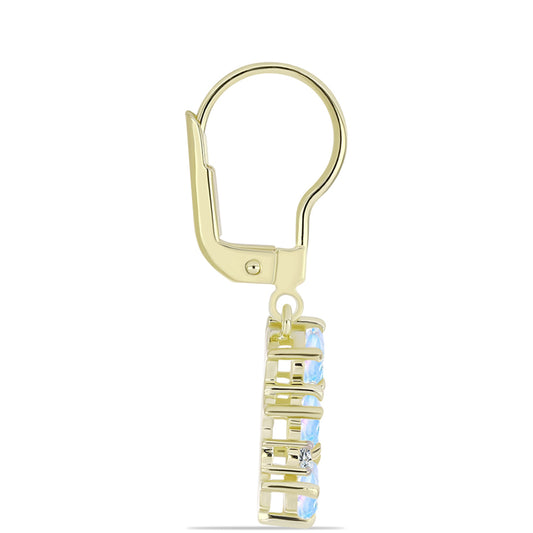 Goldplattierte Silberohrringe mit Regenbogenmondstein und weißem Topas