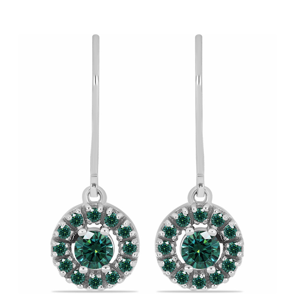 Silberohrringe mit grünlich-meerblauem Moissanit 1 