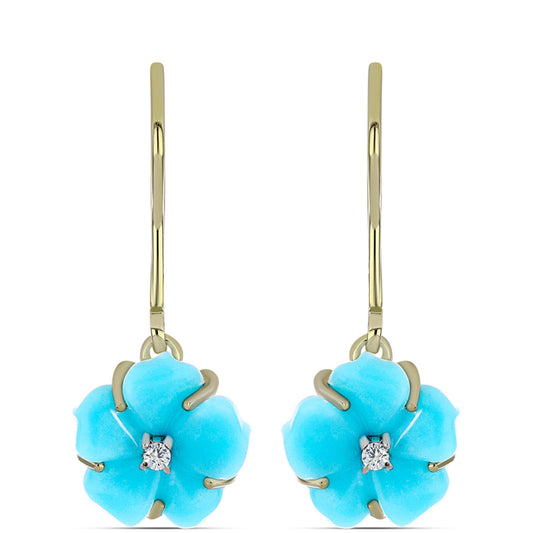 Goldplattierte Silberohrringe mit Dornröschen Türkis und weißem Topas