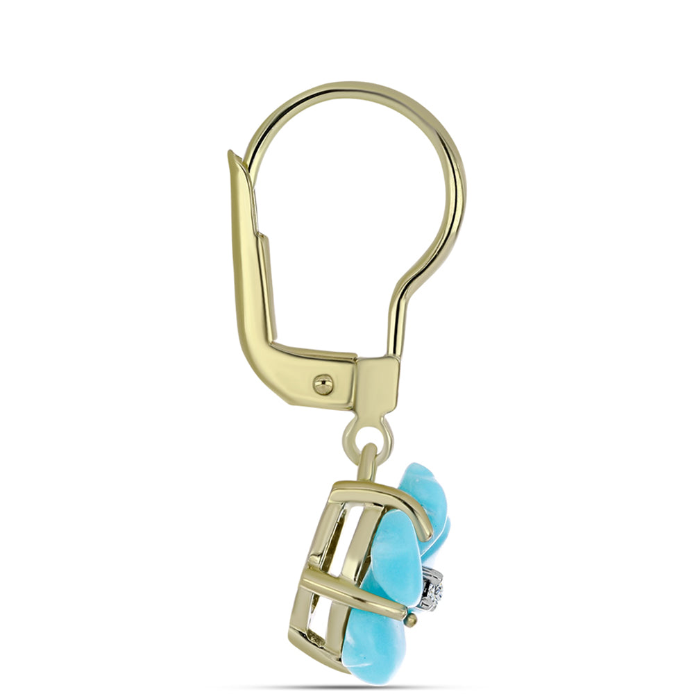 Goldplattierte Silberohrringe mit Dornröschen Türkis und weißem Topas