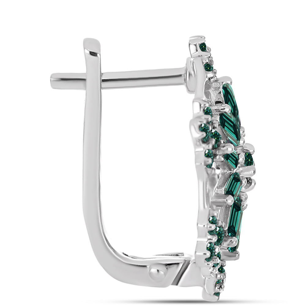 Silberohrringe mit grünlich-meerblauem Moissanit